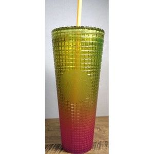 Starbucks Tumblr Summer Ombre Lemon Yellow Pink Studded Venti 24oz Lemonade
